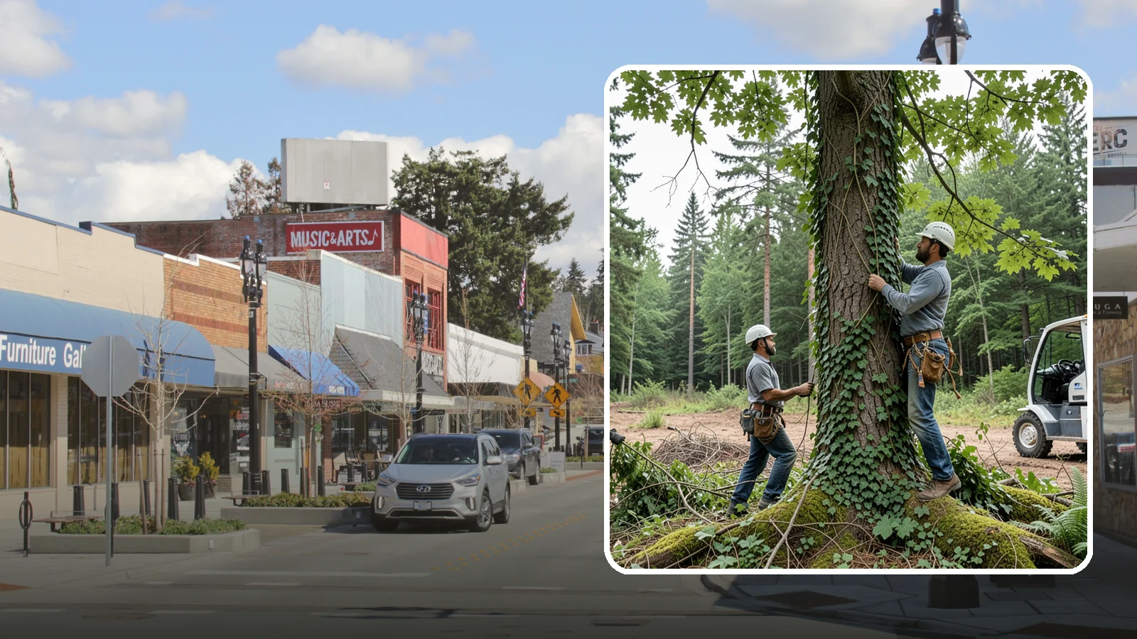 Ivy removal from trees in Bothell, King County, WA - The removal of ivy and climbing vines from trees.