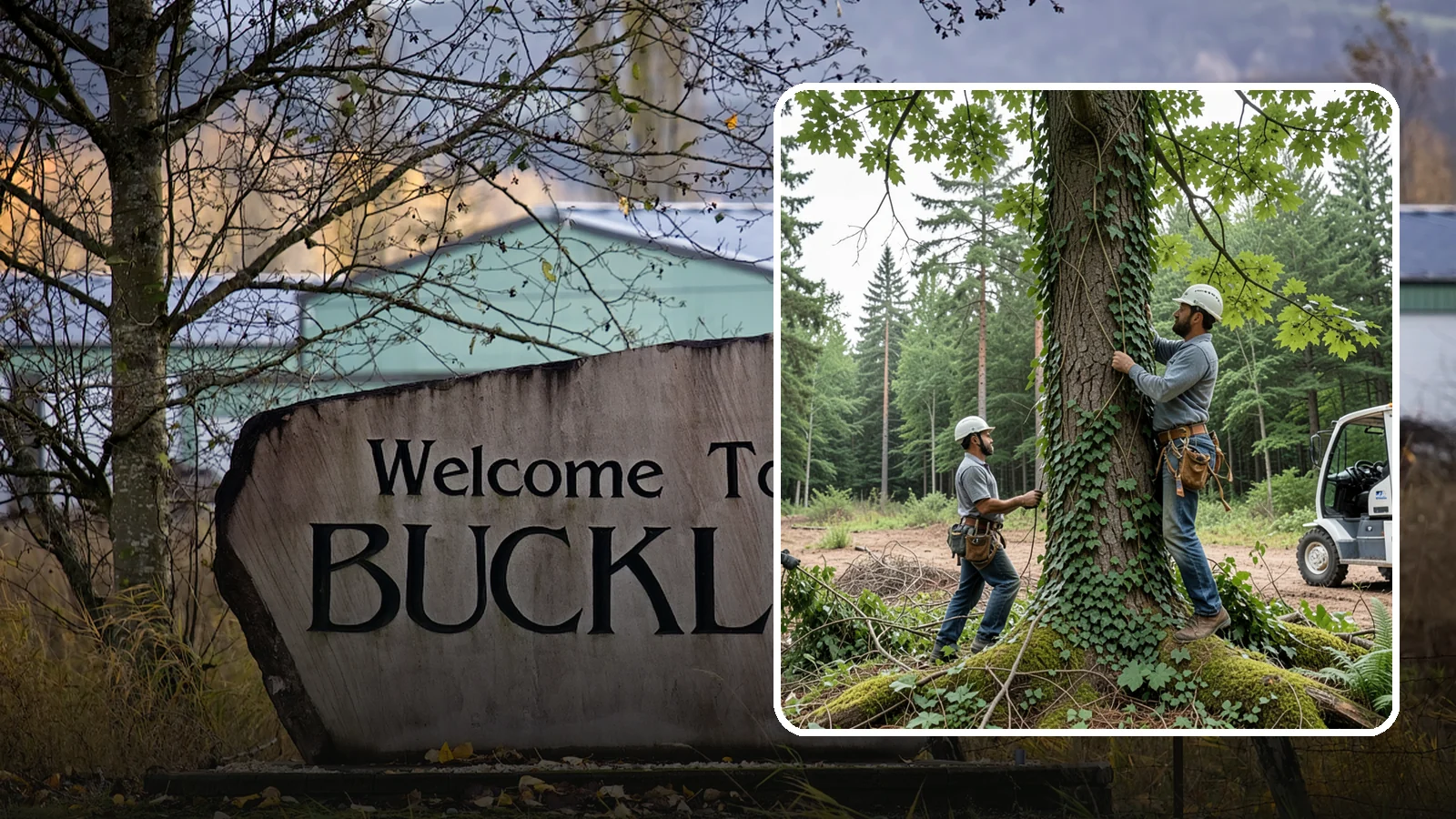 Ivy removal from trees in Buckley, Pierce County, WA - The removal of ivy and climbing vines from trees.