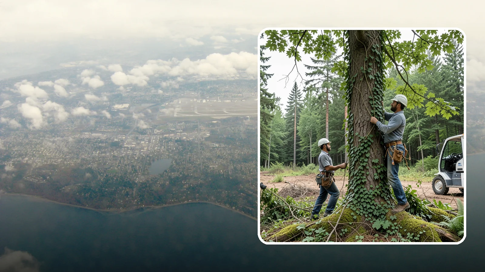 Ivy removal from trees in Burien, King County, WA - The removal of ivy and climbing vines from trees.