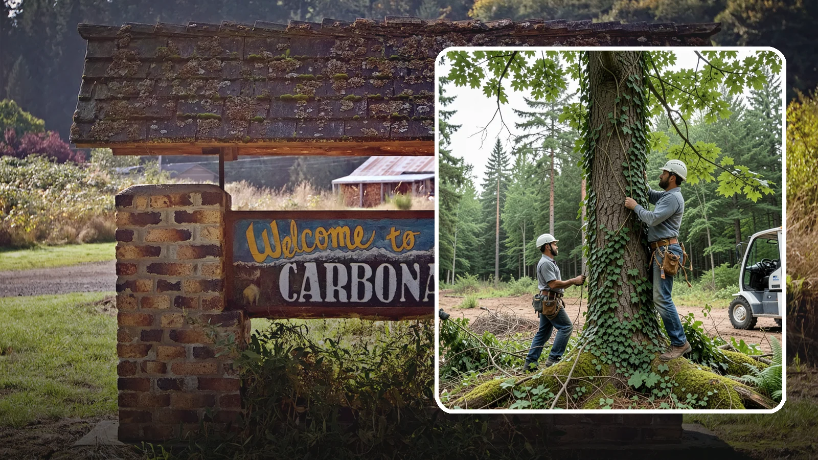 Ivy removal from trees in Carbonado, Pierce County, WA - The removal of ivy and climbing vines from trees.