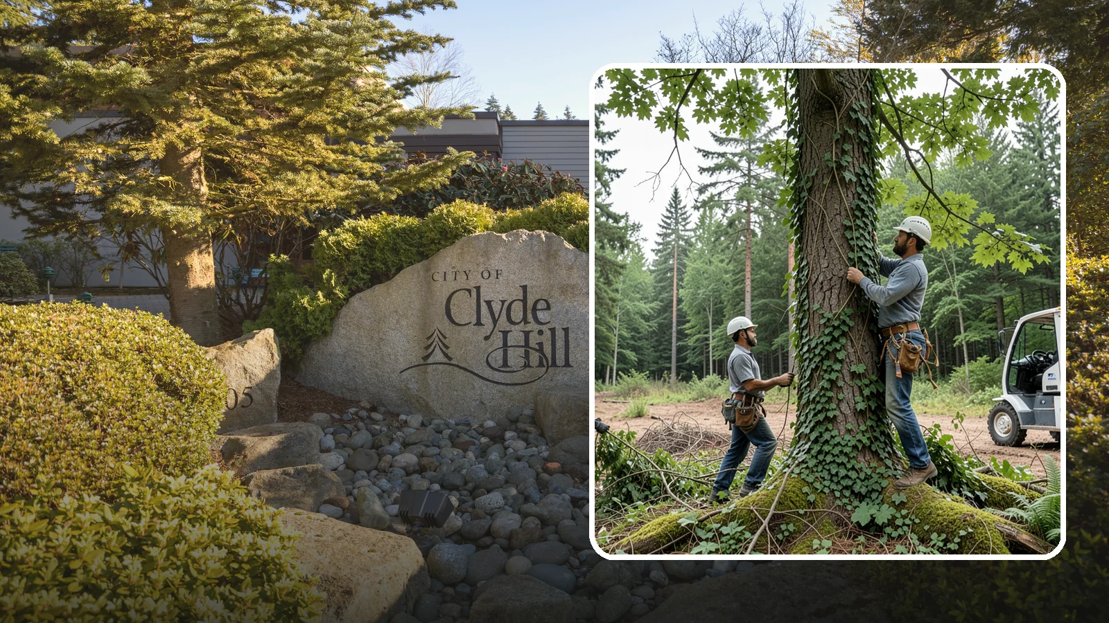 Ivy removal from trees in Clyde Hill, King County, WA - The removal of ivy and climbing vines from trees.