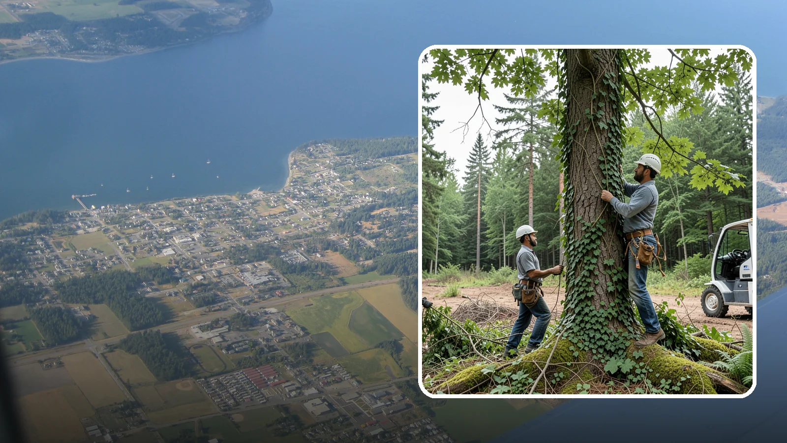 Ivy removal from trees in Coupeville, Island County, WA - The removal of ivy and climbing vines from trees.
