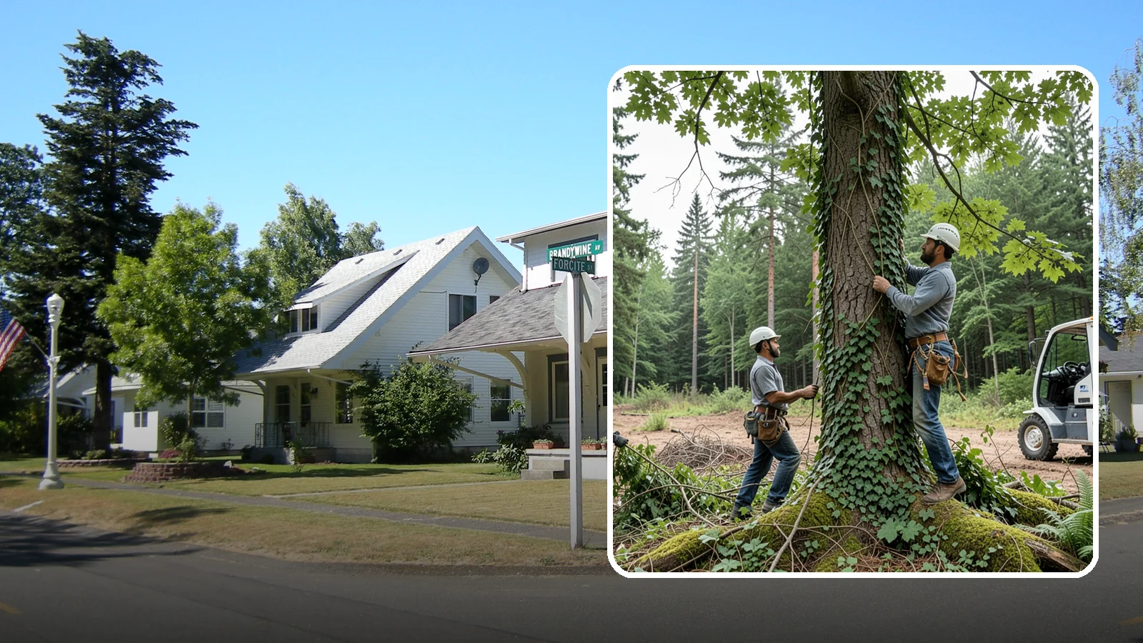 Ivy removal from trees in DuPont, Pierce County, WA - The removal of ivy and climbing vines from trees.