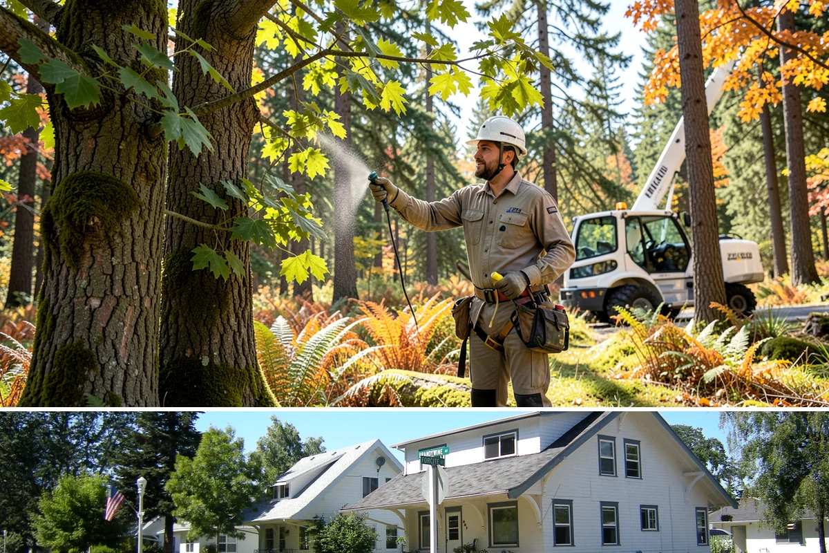 Ivy removal from trees in DuPont, Pierce County, WA - This work can be performed year-round in the Puget Sound climate but may require extra caution during wet seasons to prevent soil...