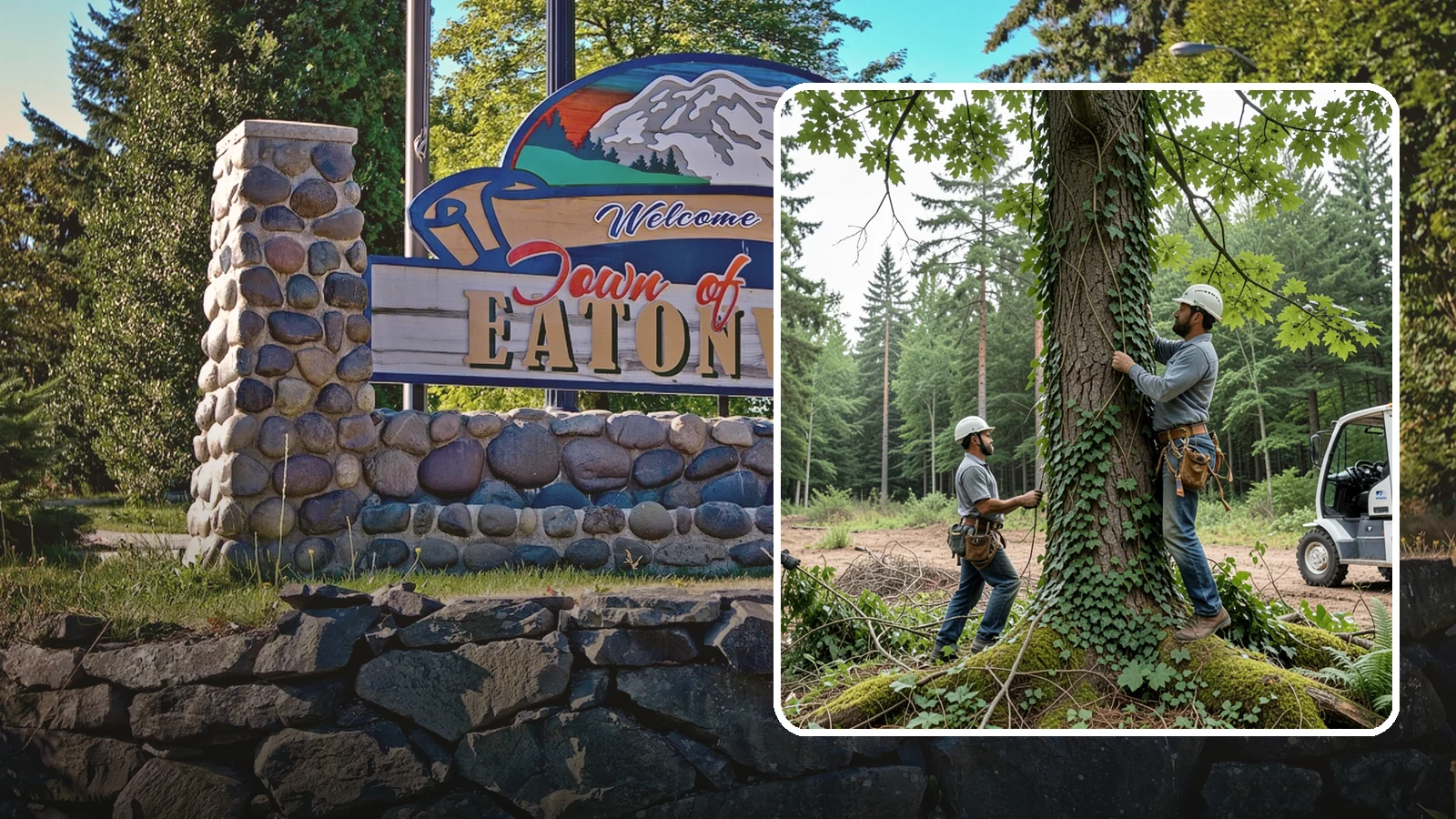Ivy removal from trees in Eatonville, Pierce County, WA - The removal of ivy and climbing vines from trees.