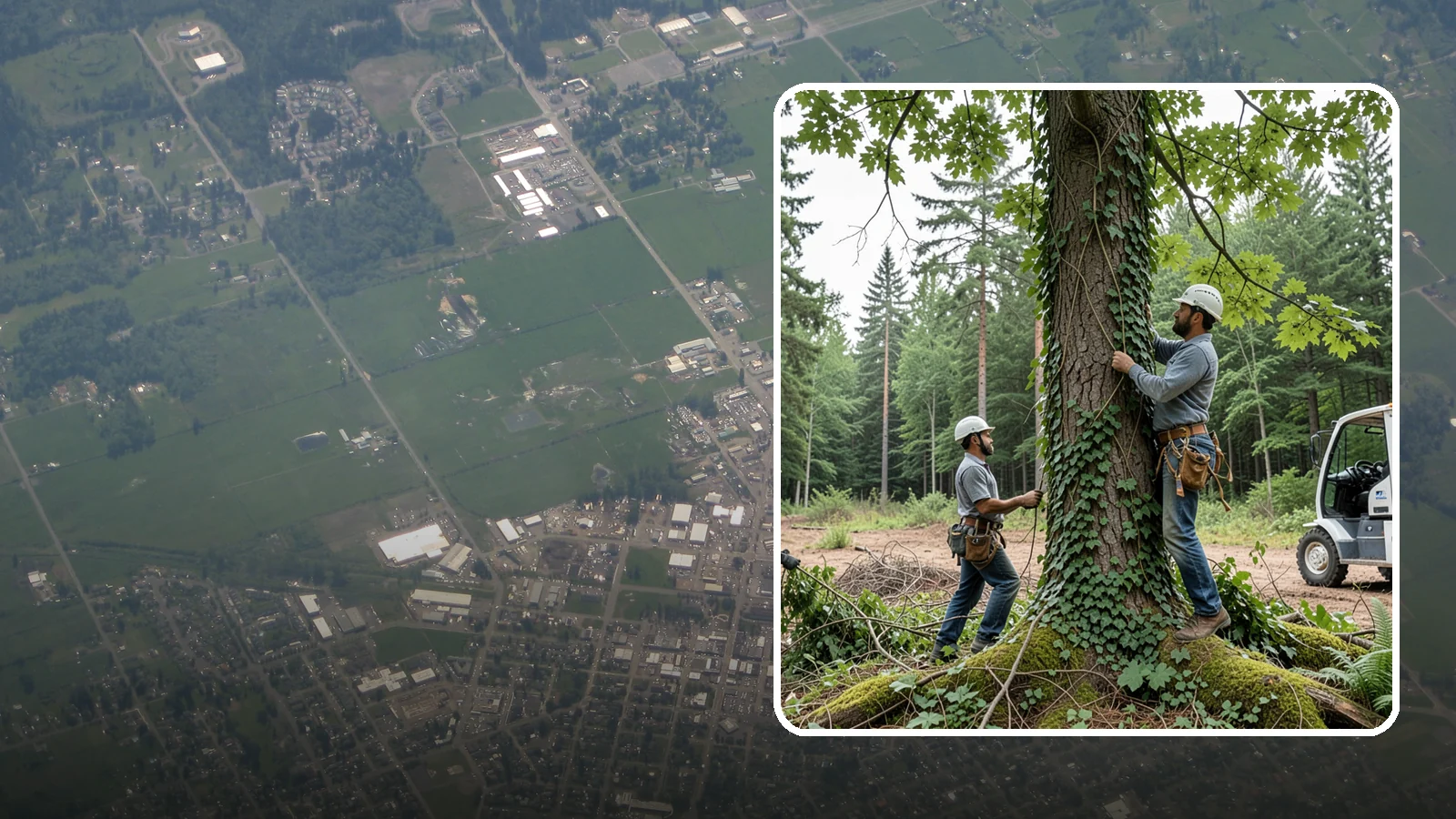 Ivy removal from trees in Enumclaw, King County, WA - The removal of ivy and climbing vines from trees.