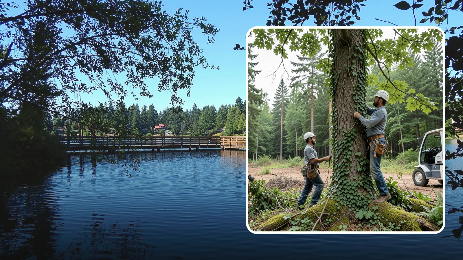 Ivy removal from trees in Federal Way, King County, WA - The removal of ivy and climbing vines from trees.