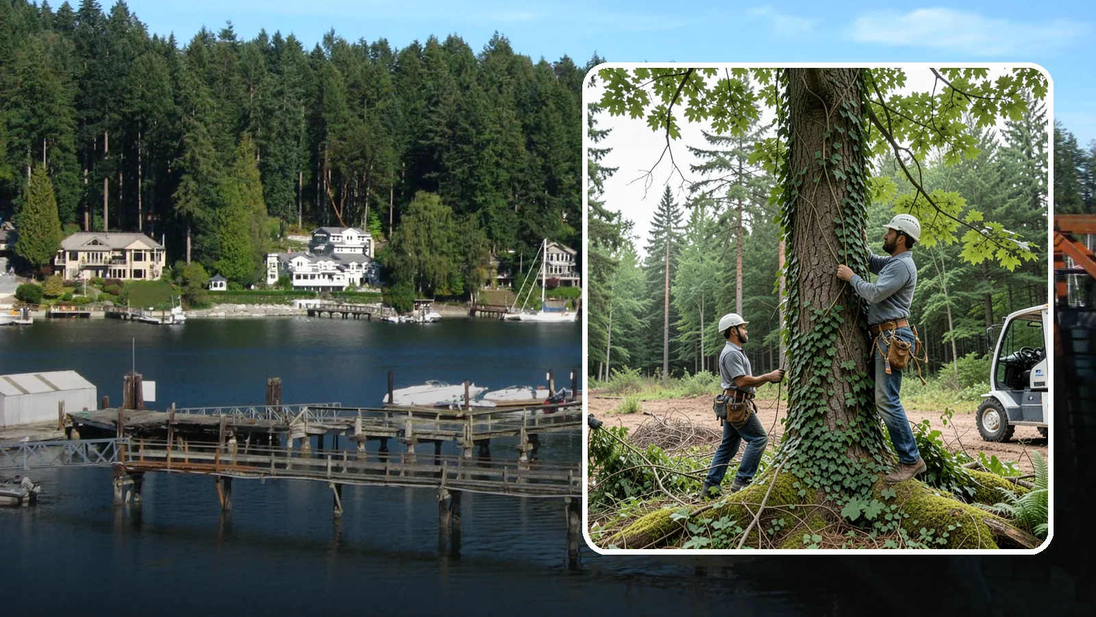 Ivy removal from trees in Gig Harbor, Pierce County, WA - The removal of ivy and climbing vines from trees.