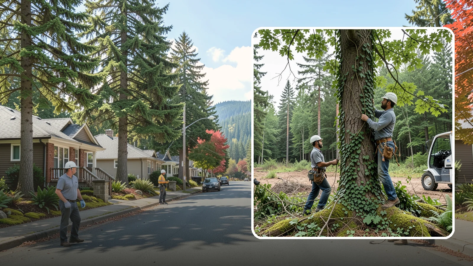 Ivy removal from trees in Hunts Point, King County, WA - The removal of ivy and climbing vines from trees.