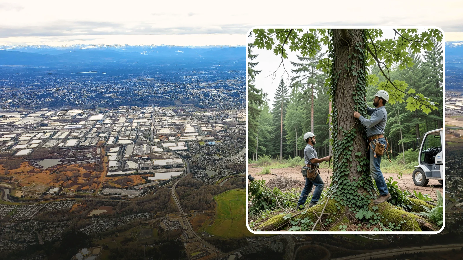 Ivy removal from trees in Kent, King County, WA - The removal of ivy and climbing vines from trees.