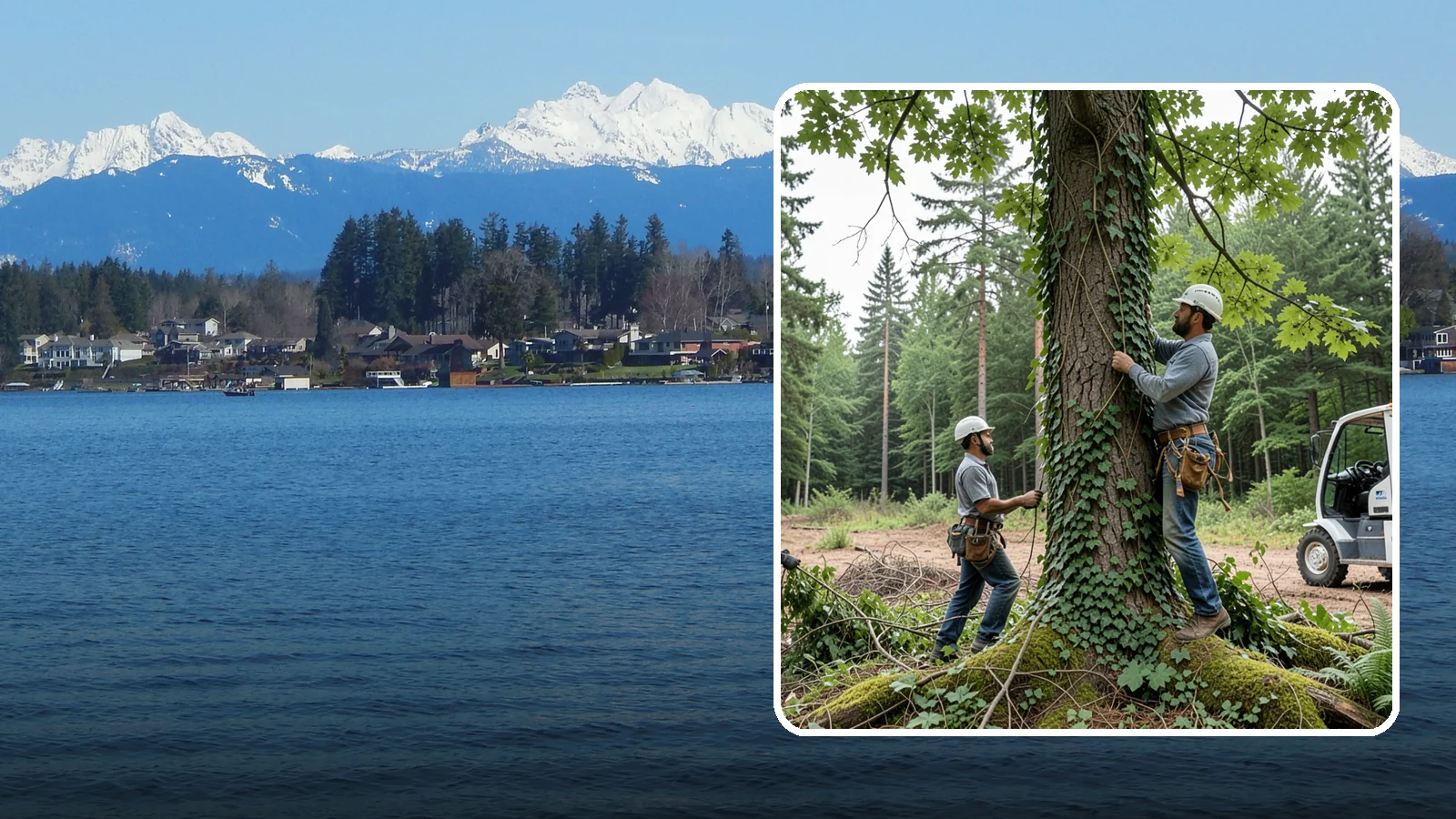 Ivy removal from trees in Lake Stevens, Snohomish County, WA - The removal of ivy and climbing vines from trees.