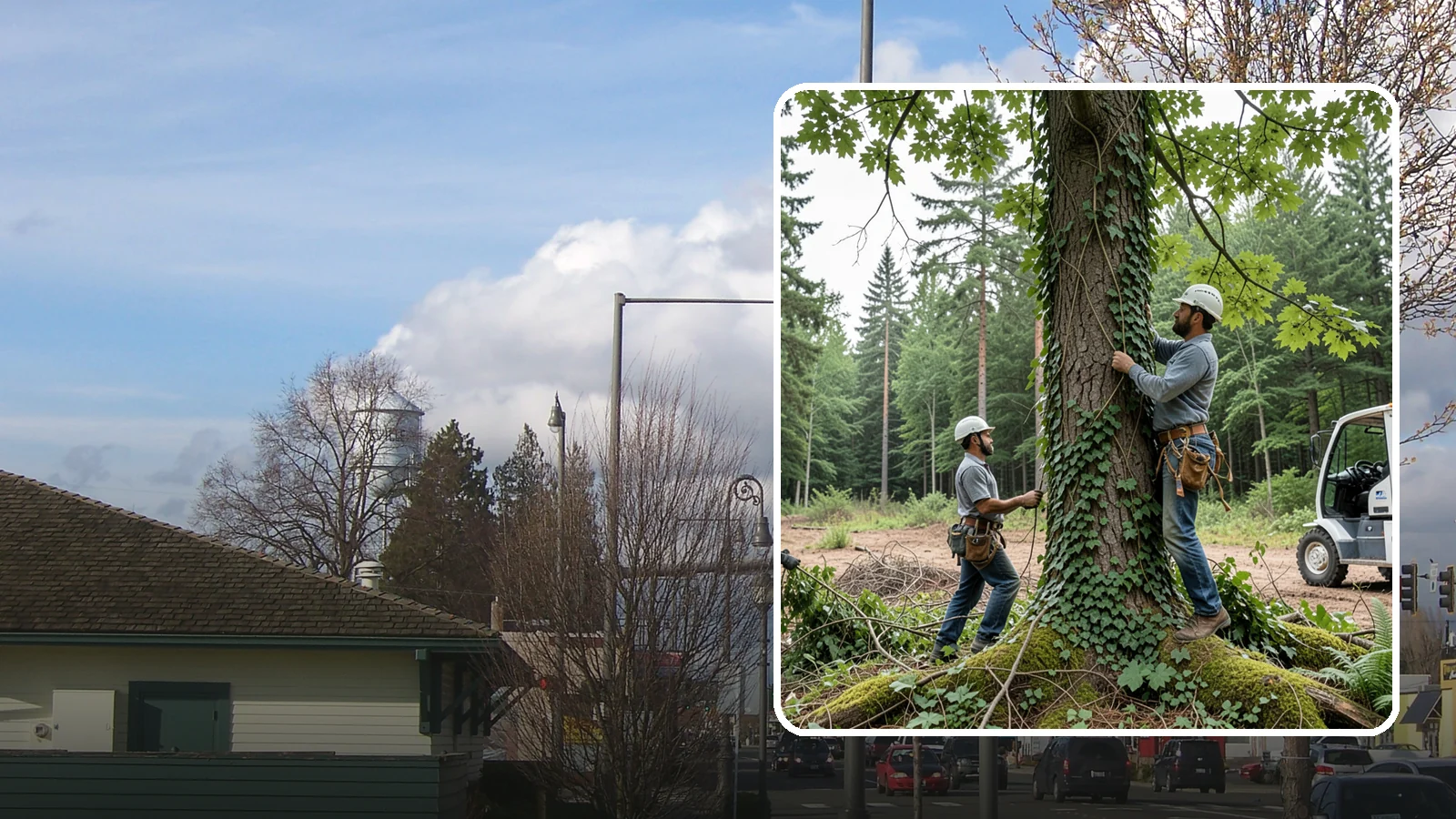 Ivy removal from trees in Marysville, Snohomish County, WA - The removal of ivy and climbing vines from trees.