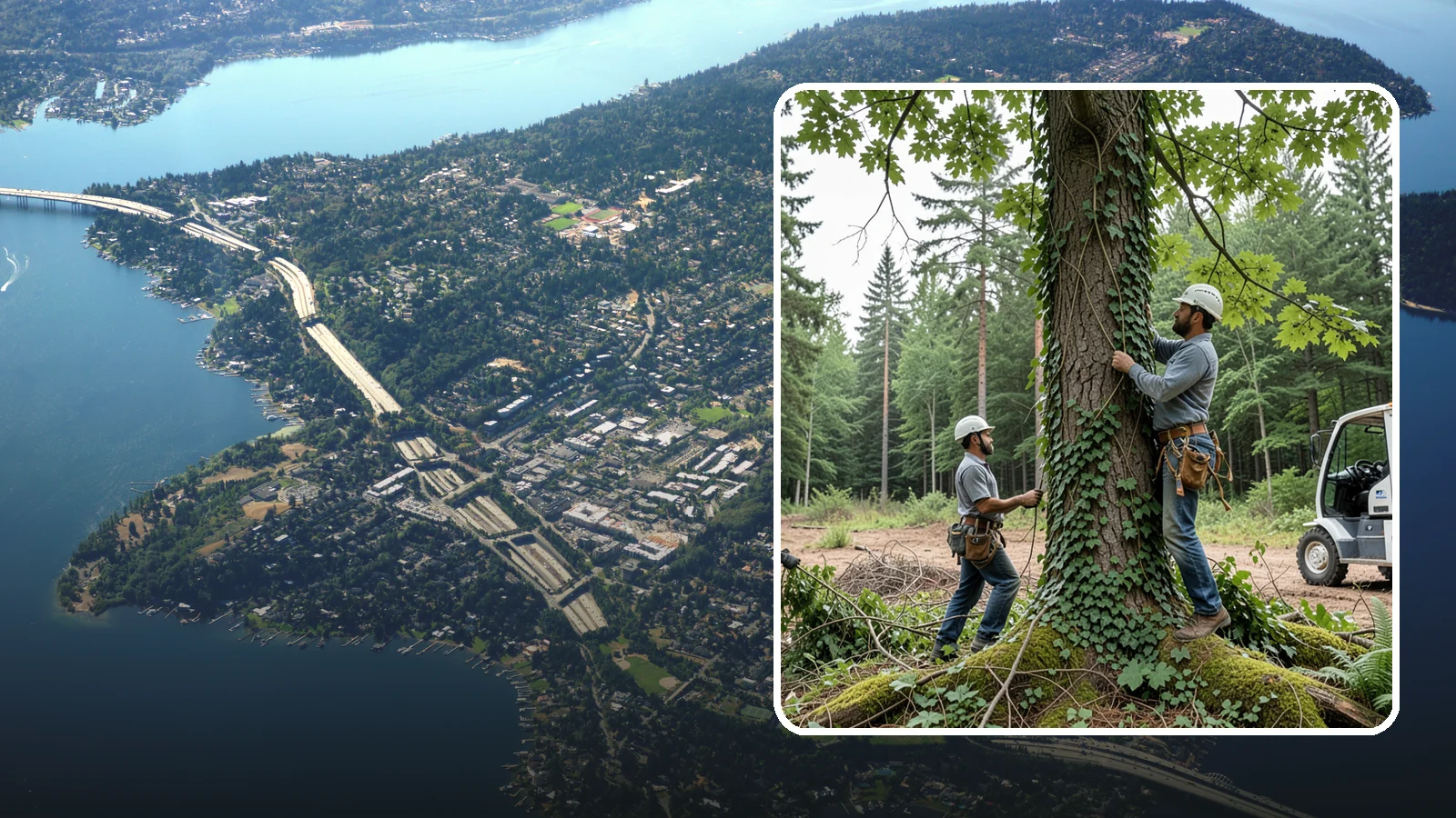 Ivy removal from trees in Mercer Island, King County, WA - The removal of ivy and climbing vines from trees.
