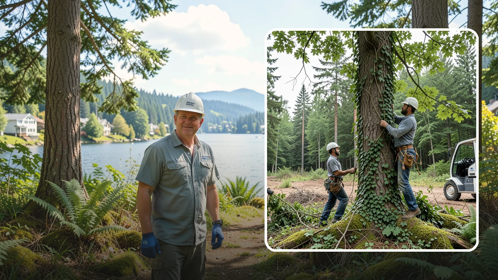 Ivy removal from trees in Milton, King County, WA - The removal of ivy and climbing vines from trees.