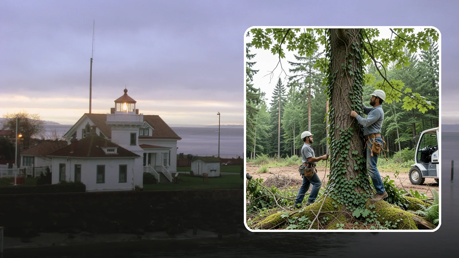 Ivy removal from trees in Mukilteo, Snohomish County, WA - The removal of ivy and climbing vines from trees.