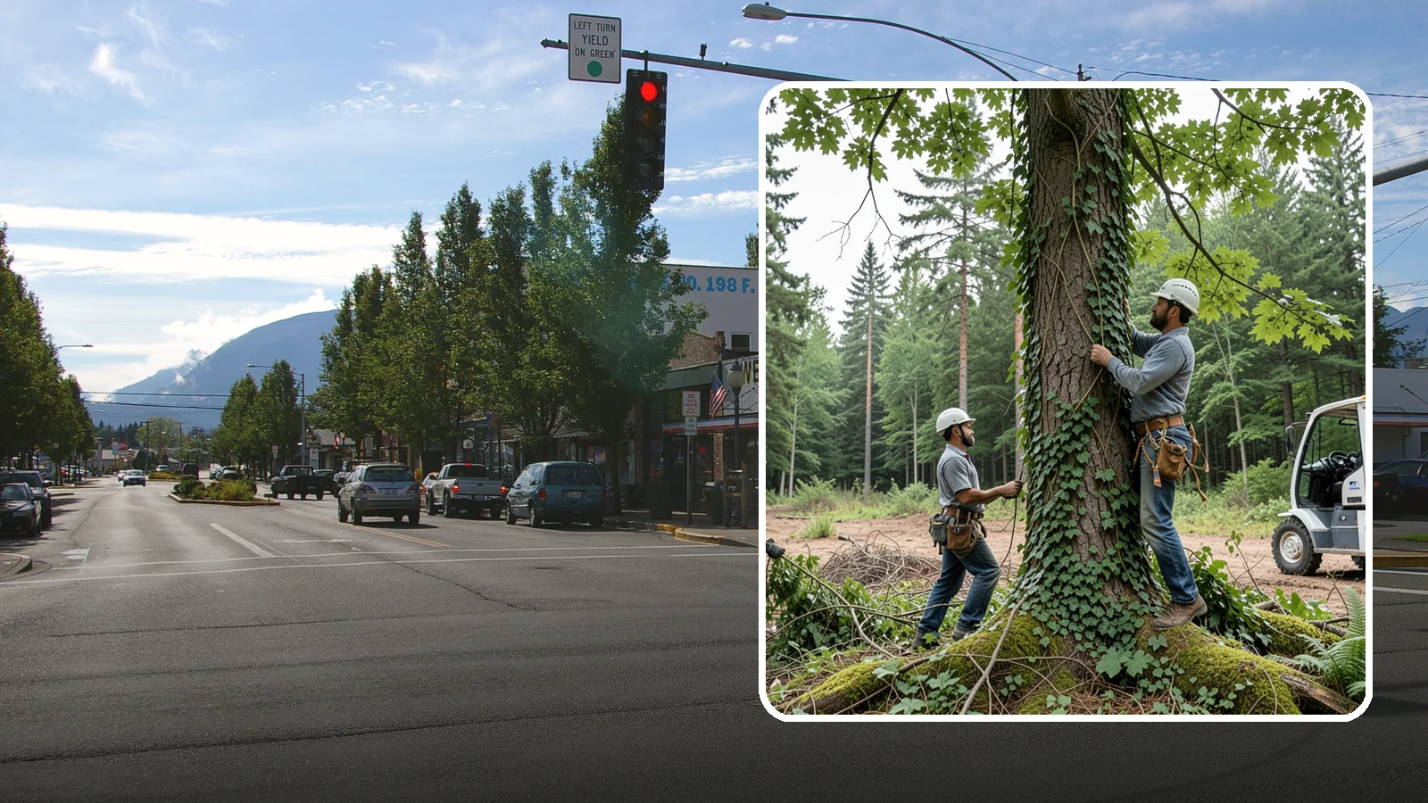 Ivy removal from trees in North Bend, King County, WA - The removal of ivy and climbing vines from trees.