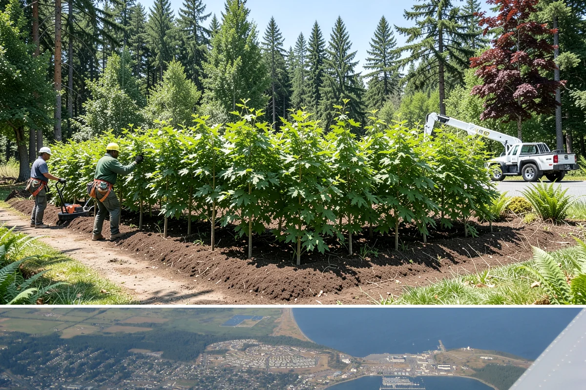 Ivy removal from trees in Oak Harbor, Island County, WA - This work can be performed year-round in the Puget Sound climate but may require extra caution during wet seasons to prevent soil...
