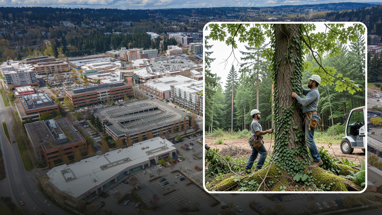 Ivy removal from trees in Redmond, King County, WA - The removal of ivy and climbing vines from trees.