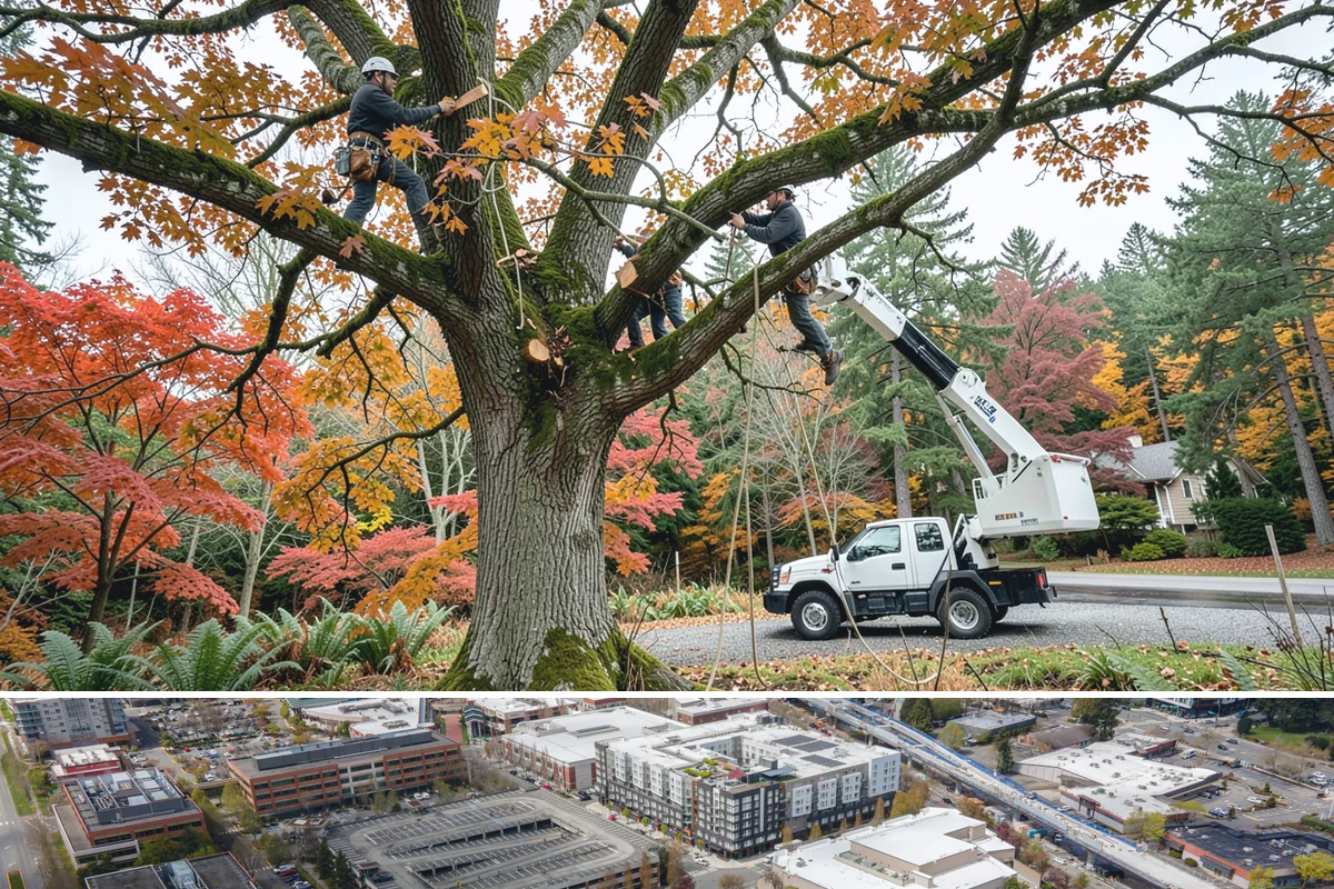 Ivy removal from trees in Redmond, King County, WA - This work can be performed year-round in the Puget Sound climate but may require extra caution during wet seasons to prevent soil...