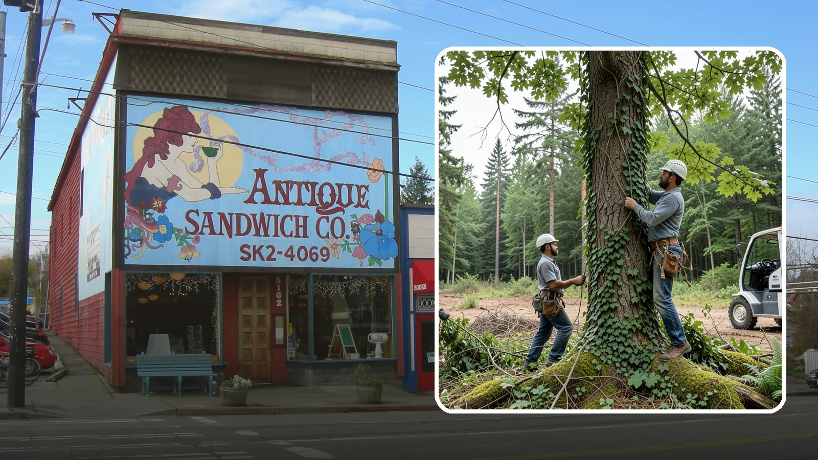 Ivy removal from trees in Ruston, Pierce County, WA - The removal of ivy and climbing vines from trees.