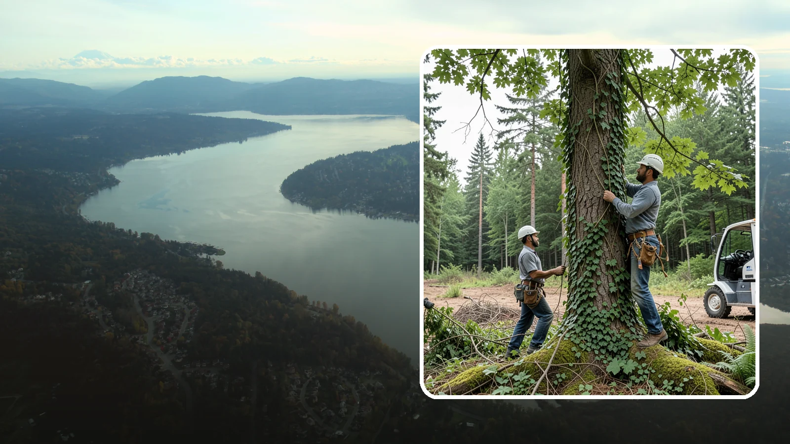 Ivy removal from trees in Sammamish, King County, WA - The removal of ivy and climbing vines from trees.