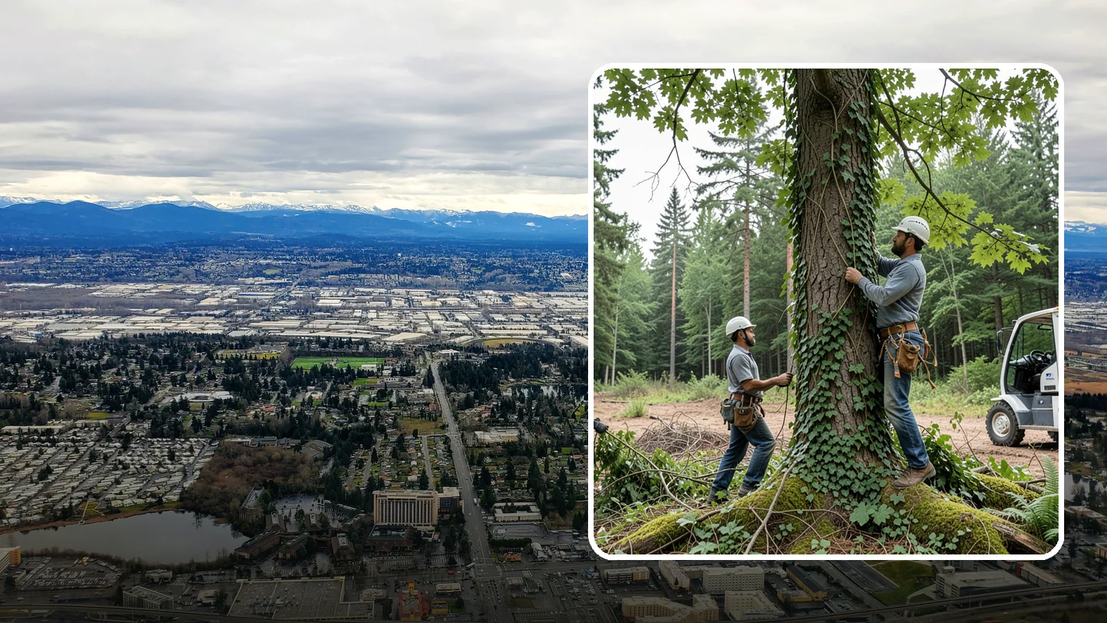 Ivy removal from trees in SeaTac, King County, WA - The removal of ivy and climbing vines from trees.
