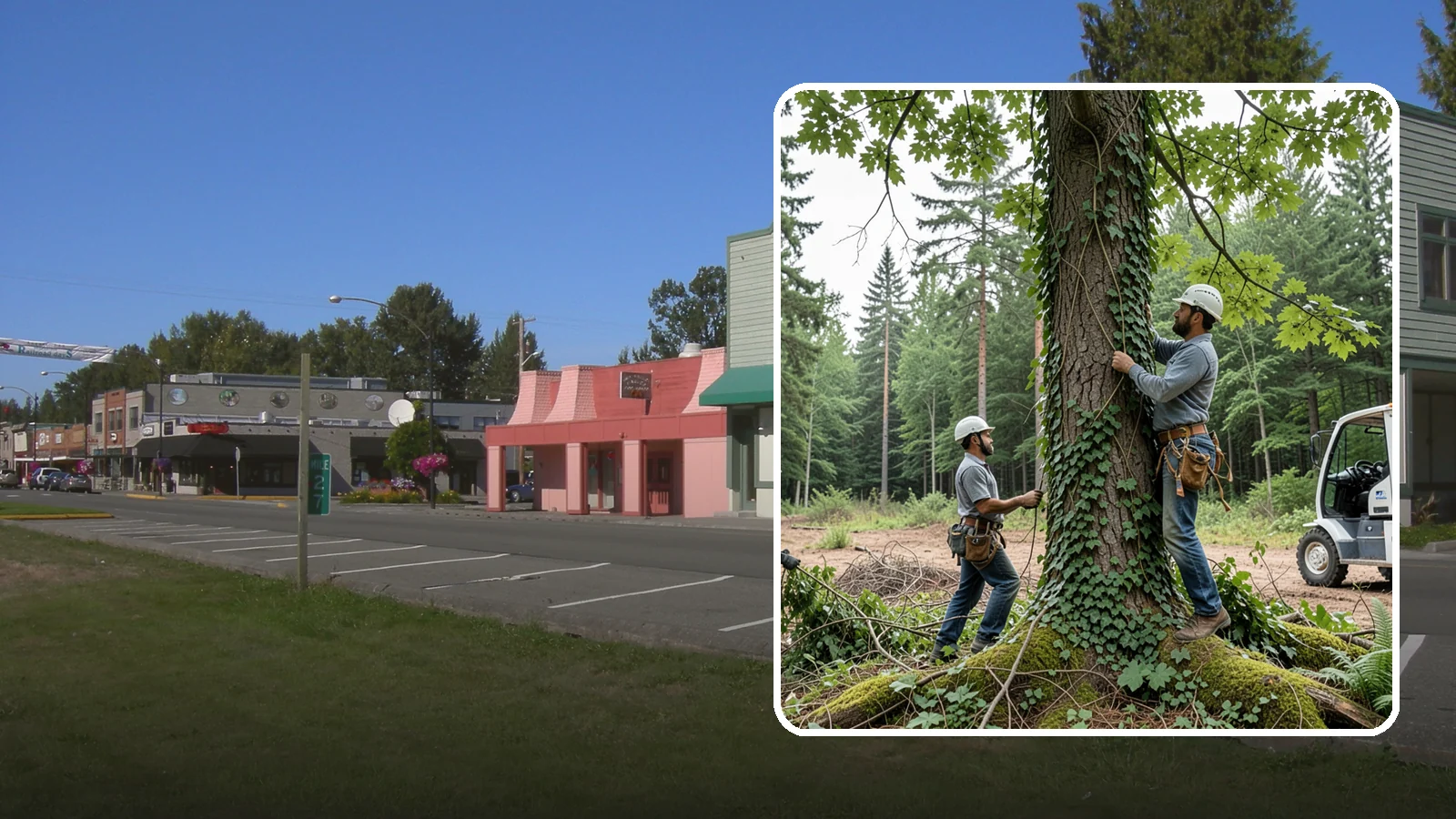 Ivy removal from trees in Snoqualmie, King County, WA - The removal of ivy and climbing vines from trees.