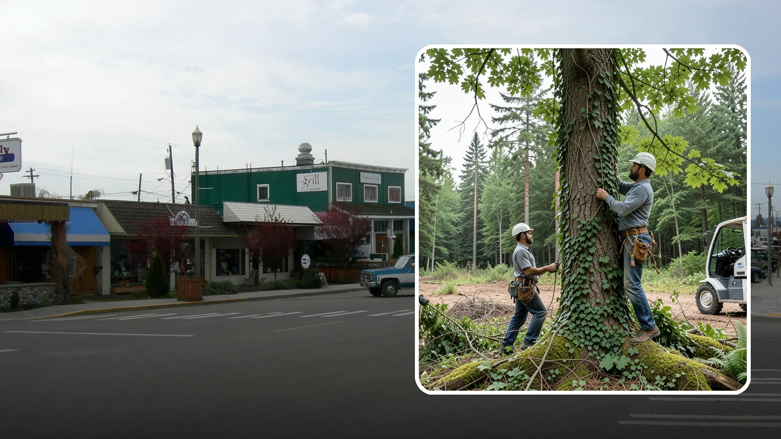Ivy removal from trees in Stanwood, Snohomish County, WA - The removal of ivy and climbing vines from trees.