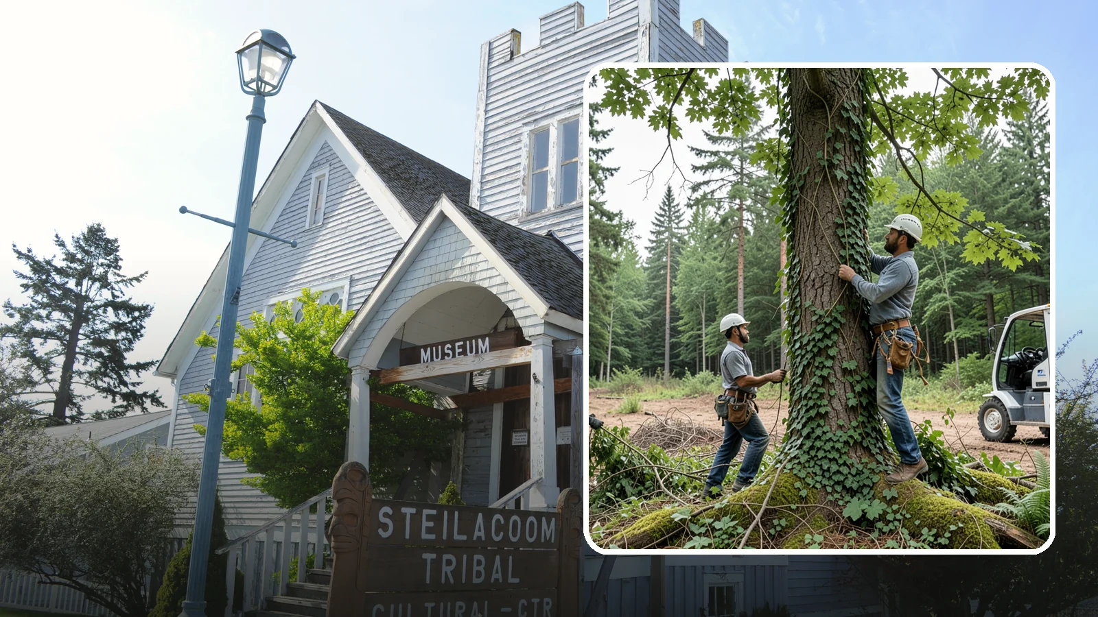 Ivy removal from trees in Steilacoom, Pierce County, WA - The removal of ivy and climbing vines from trees.