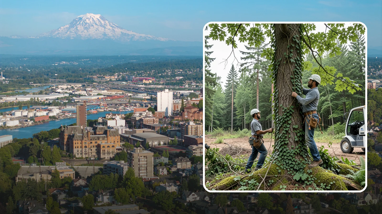 Ivy removal from trees in Tacoma, Pierce County, WA - The removal of ivy and climbing vines from trees.