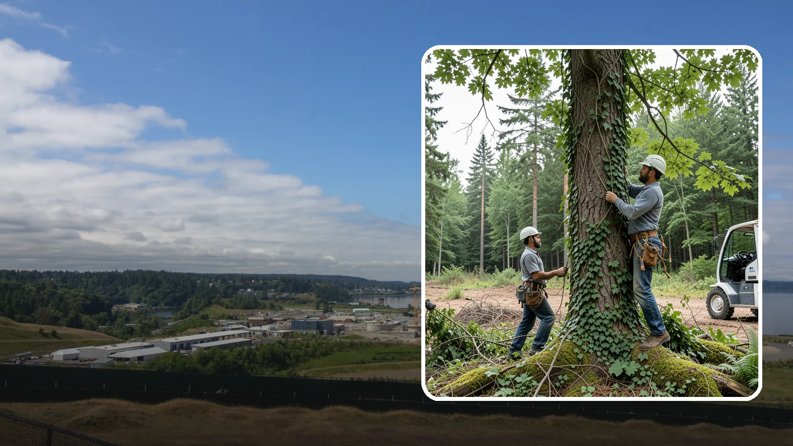 Ivy removal from trees in University Place, Pierce County, WA - The removal of ivy and climbing vines from trees.