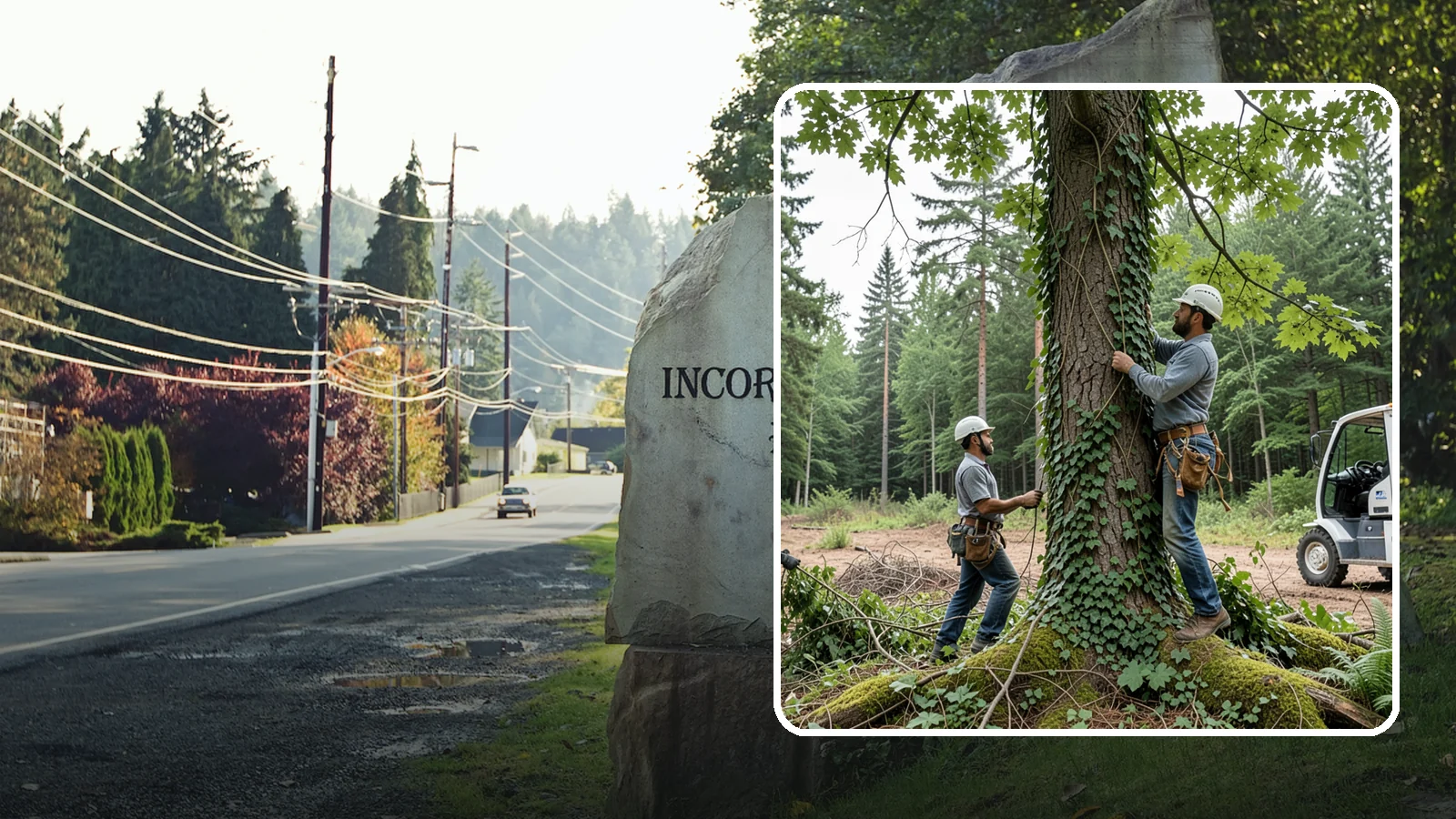 Ivy removal from trees in Wilkeson, Pierce County, WA - The removal of ivy and climbing vines from trees.