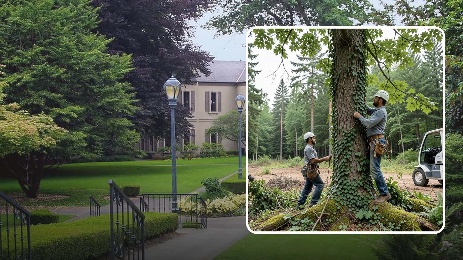 Ivy removal from trees in Woodinville, King County, WA - The removal of ivy and climbing vines from trees.