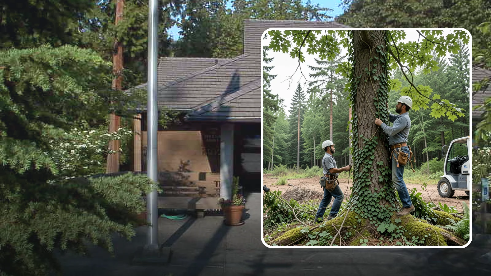 Ivy removal from trees in Yarrow Point, King County, WA - The removal of ivy and climbing vines from trees.