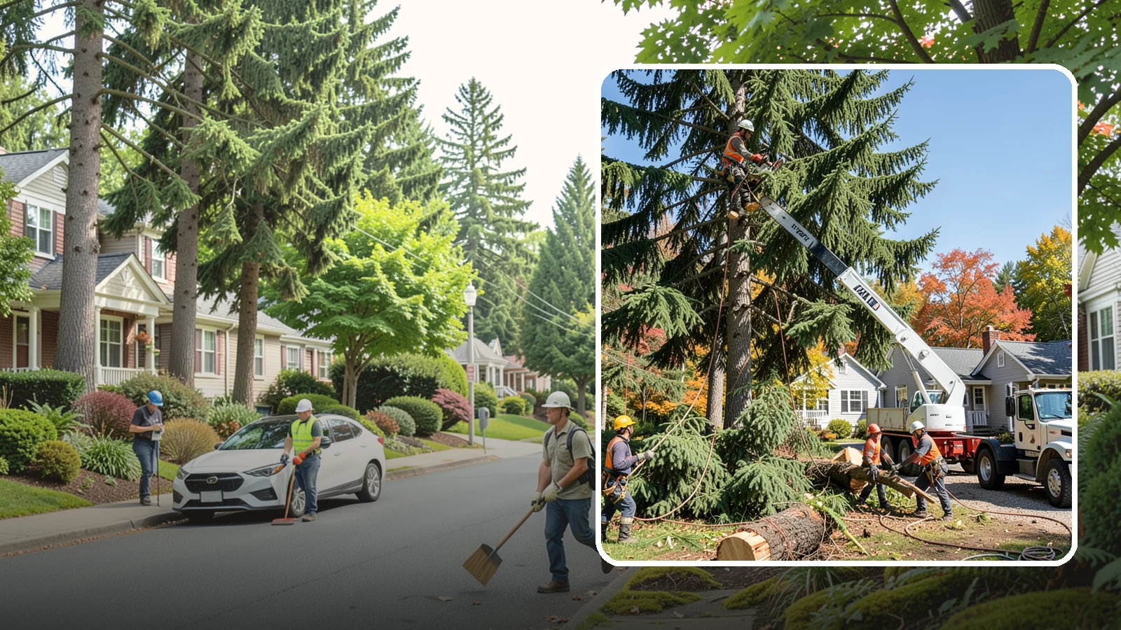 Large tree removal in Beaux Arts Village, King County, WA - The sectional removal of large-diameter or tall trees.
