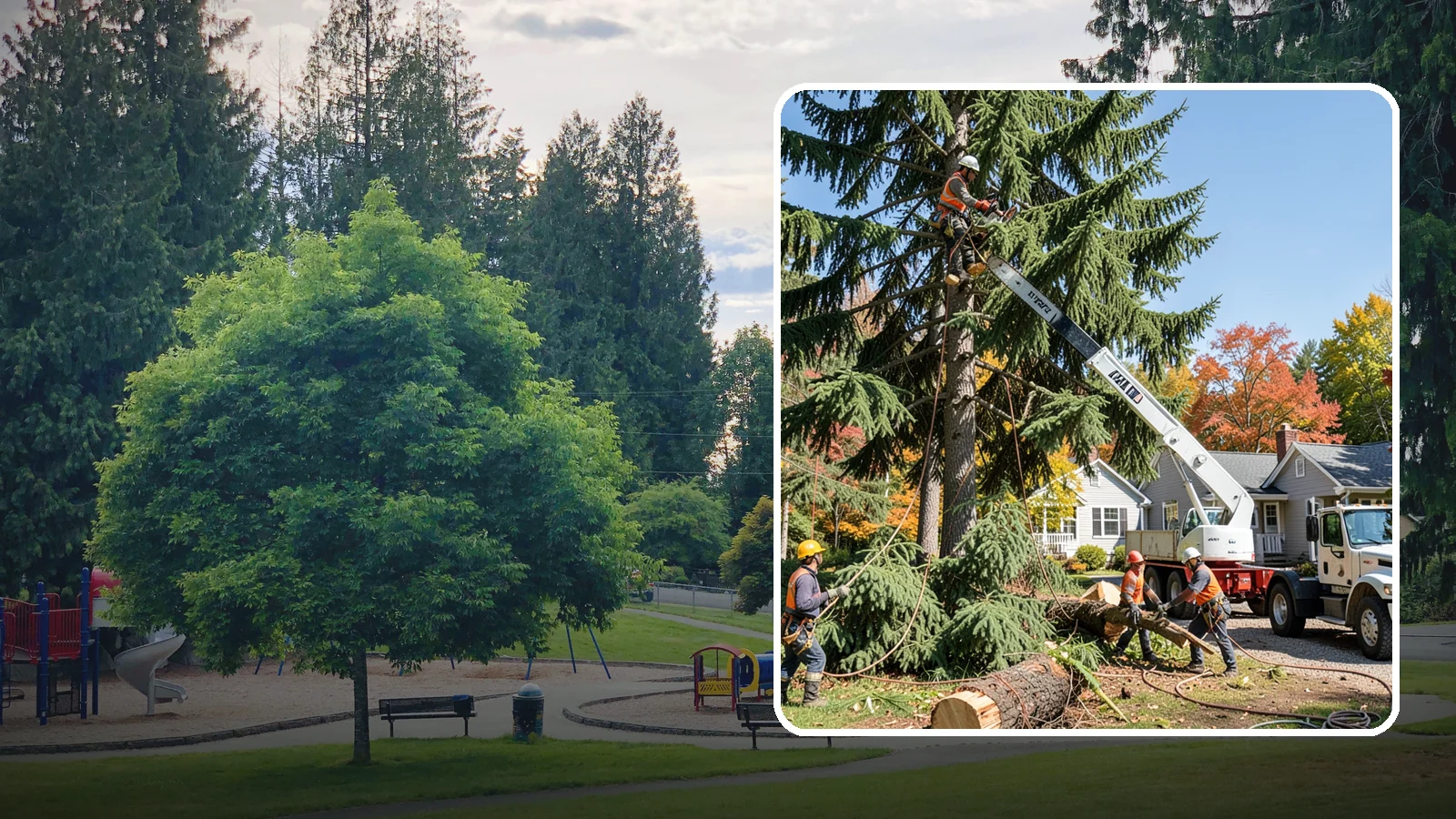Large tree removal in Bonney Lake, Pierce County, WA - The sectional removal of large-diameter or tall trees.