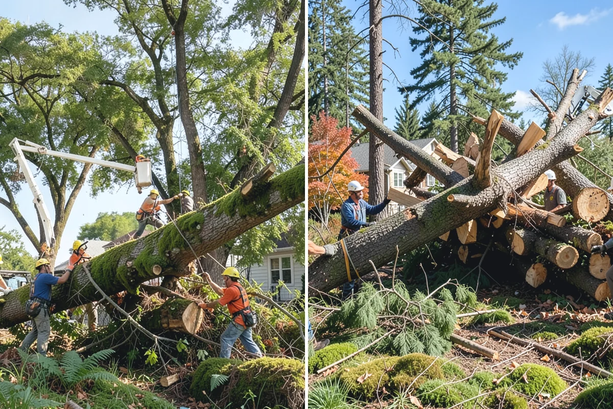 Large tree removal in Bonney Lake, Pierce County, WA - On-site assessment and hazard evaluation