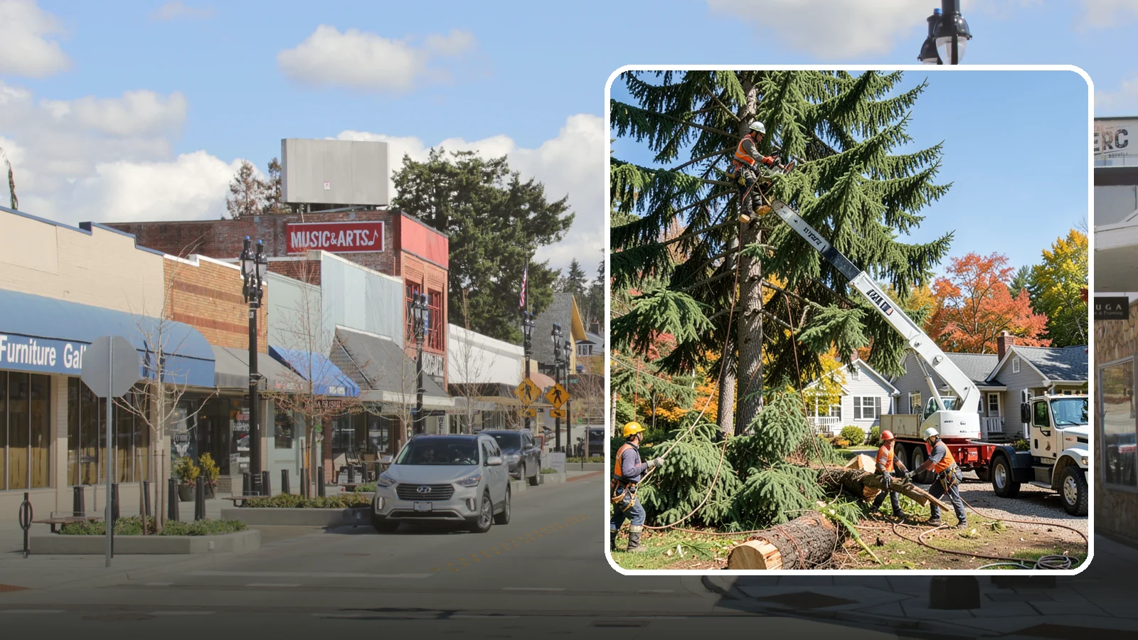Large tree removal in Bothell, King County, WA - The sectional removal of large-diameter or tall trees.