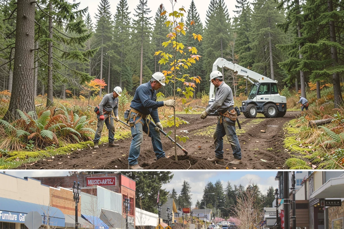 Large tree removal in Bothell, King County, WA - In the Puget Sound climate, this service is best performed when foliage has dropped in late fall or winter to improve visibility...