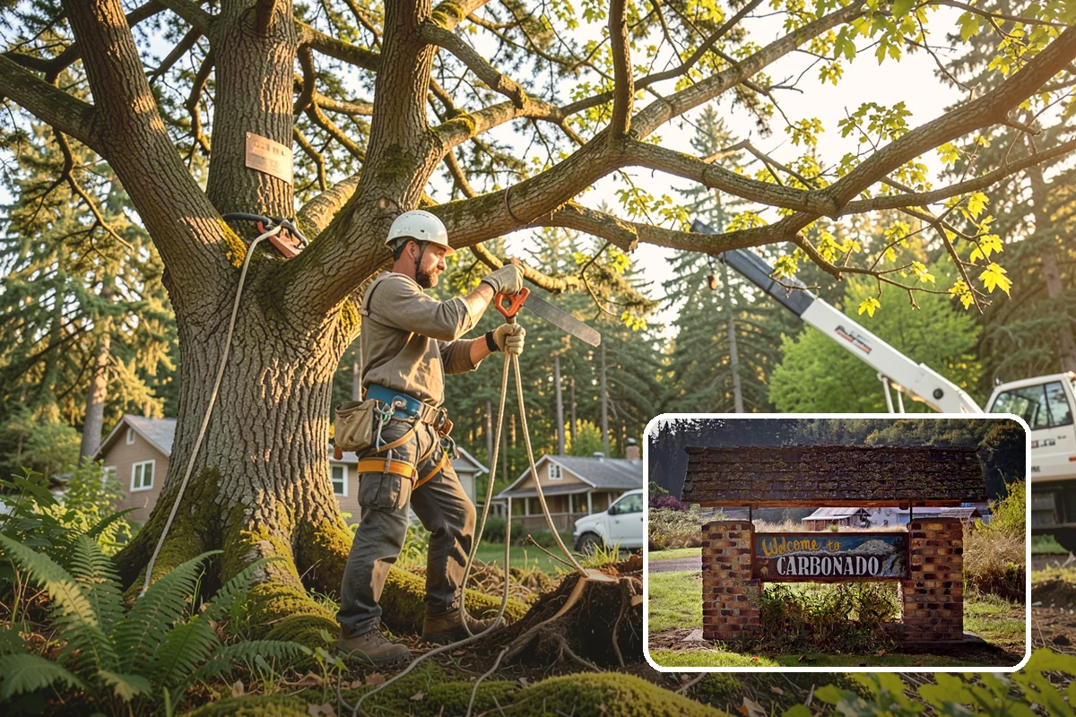 Large tree removal in Carbonado, Pierce County, WA - Removes safety hazards and reduces liability