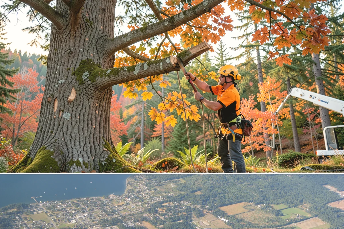 Large tree removal in Coupeville, Island County, WA - In the Puget Sound climate, this service is best performed when foliage has dropped in late fall or winter to improve visibility...