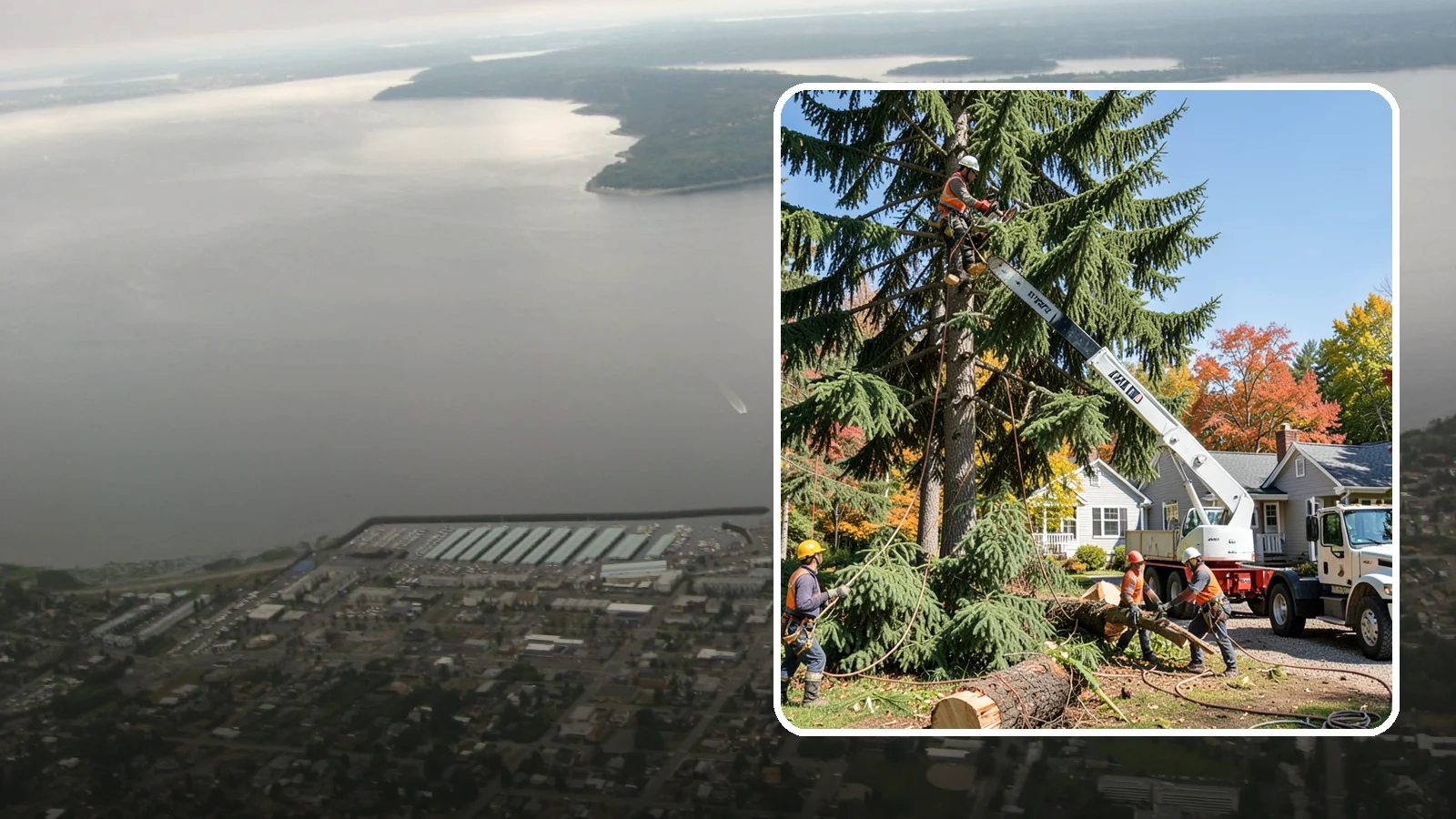 Large tree removal in Des Moines, King County, WA - The sectional removal of large-diameter or tall trees.