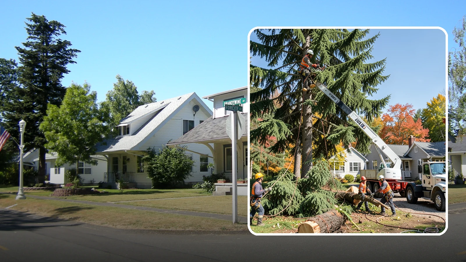 Large tree removal in DuPont, Pierce County, WA - The sectional removal of large-diameter or tall trees.