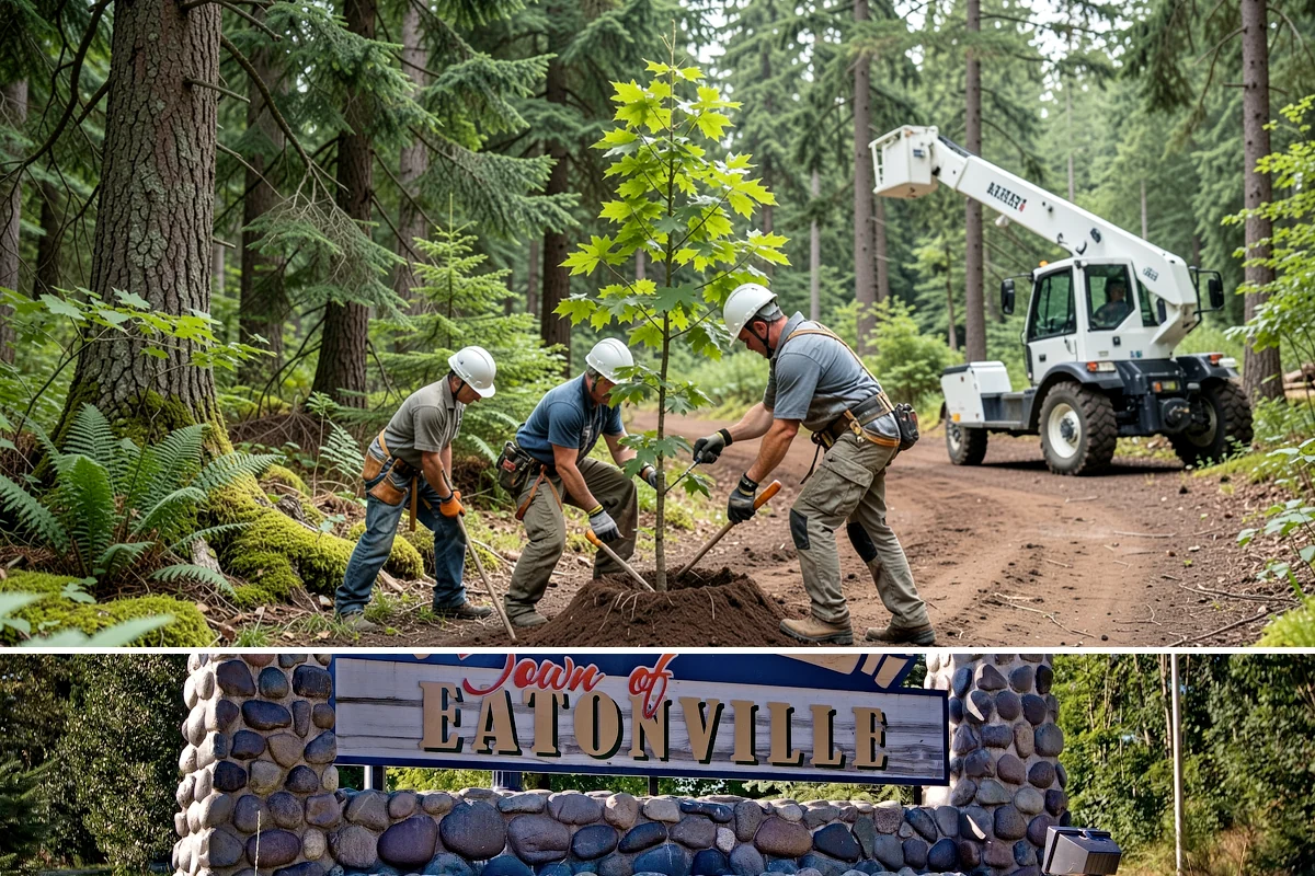 Large tree removal in Eatonville, Pierce County, WA - In the Puget Sound climate, this service is best performed when foliage has dropped in late fall or winter to improve visibility...
