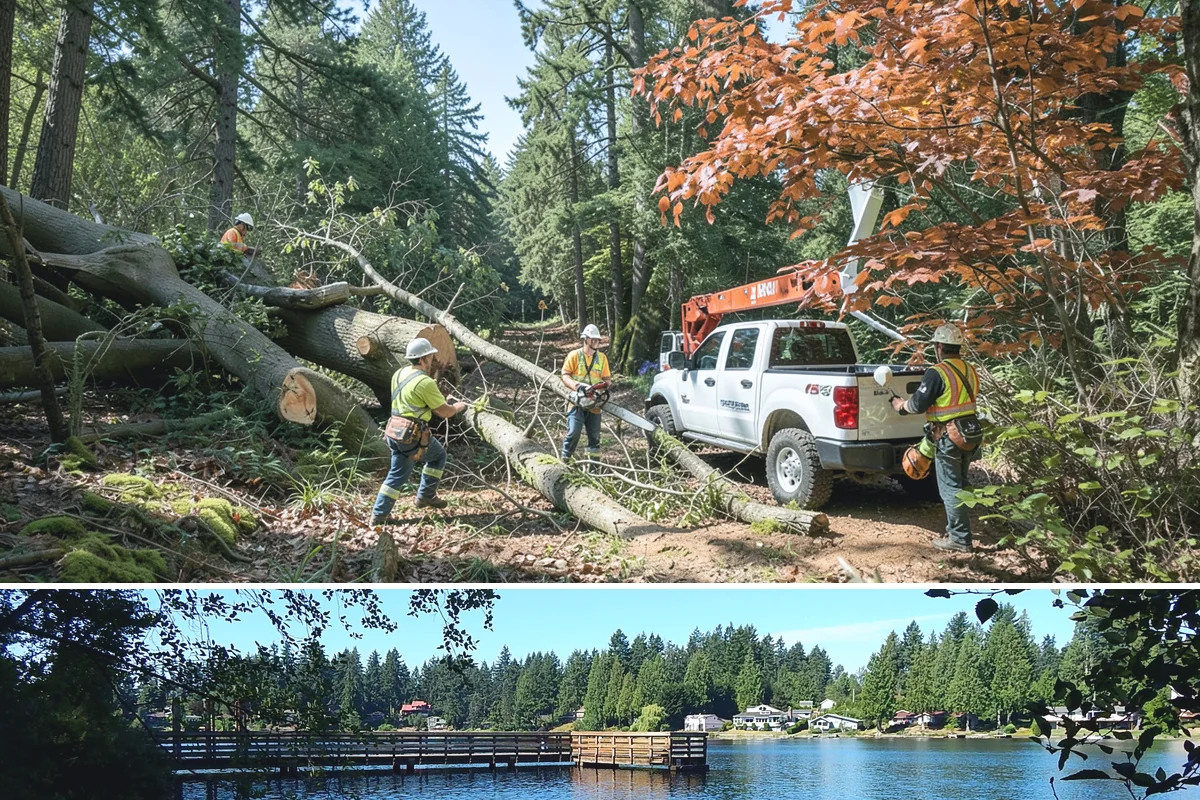 Large tree removal in Federal Way, King County, WA - In the Puget Sound climate, this service is best performed when foliage has dropped in late fall or winter to improve visibility...