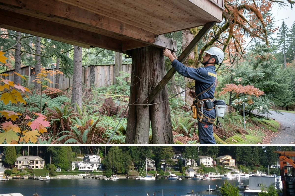 Large tree removal in Gig Harbor, Pierce County, WA - In the Puget Sound climate, this service is best performed when foliage has dropped in late fall or winter to improve visibility...