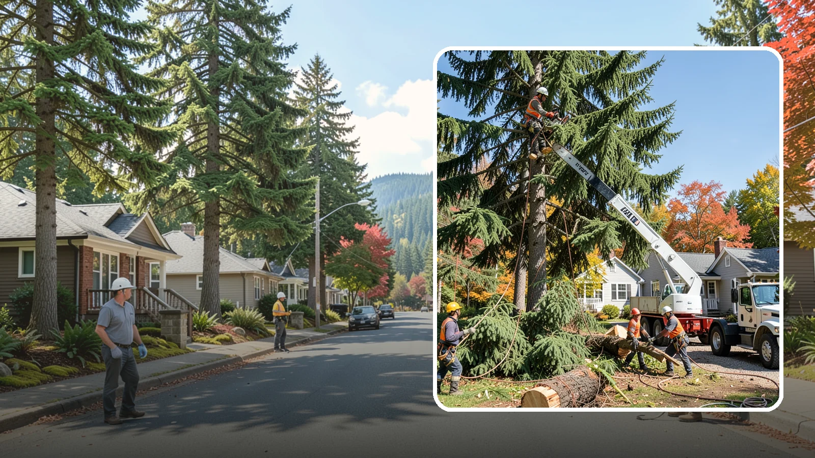 Large tree removal in Hunts Point, King County, WA - The sectional removal of large-diameter or tall trees.