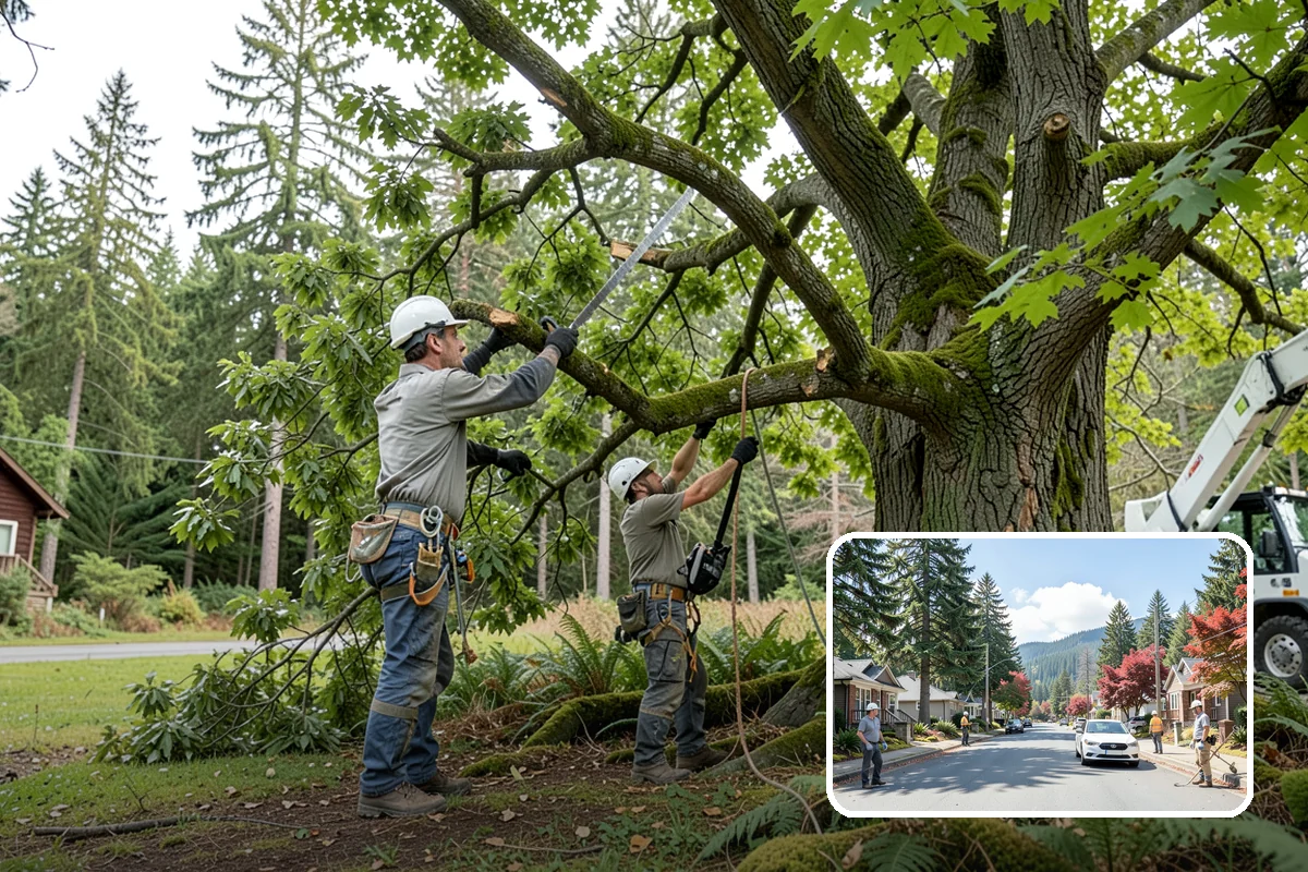 Large tree removal in Hunts Point, King County, WA - Removes safety hazards and reduces liability