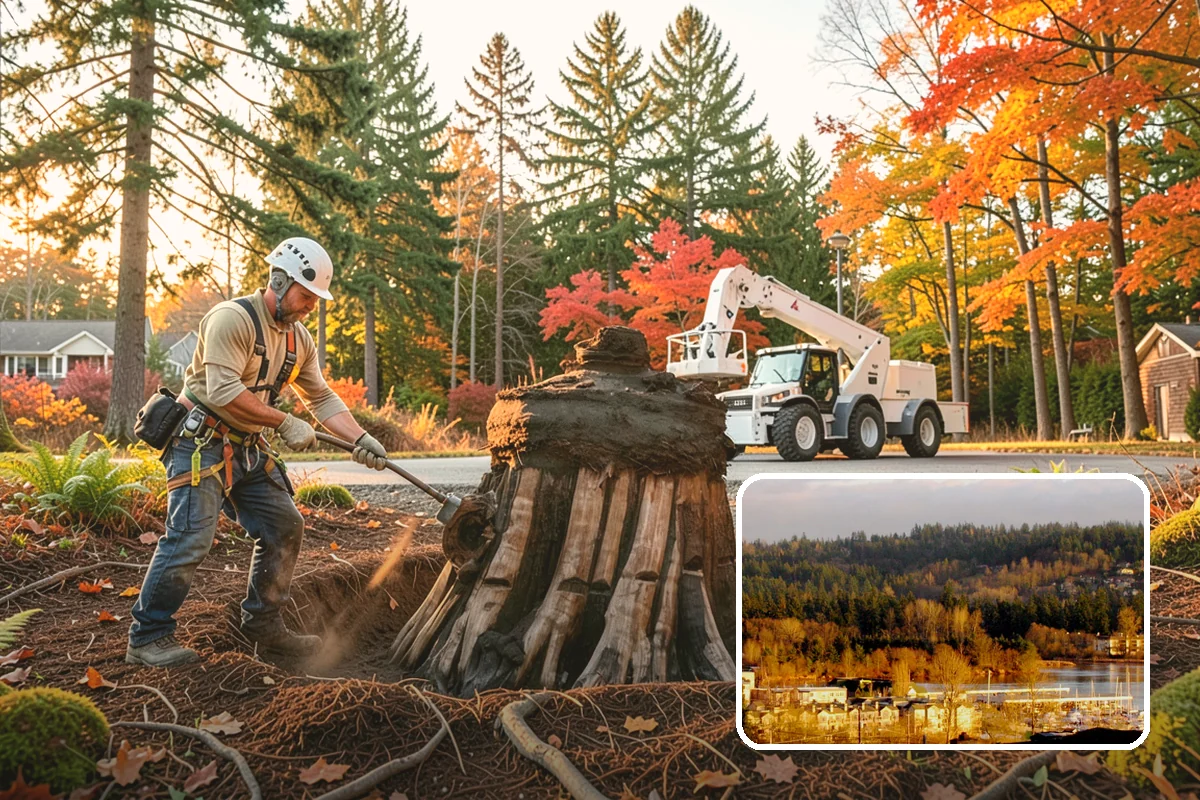 Large tree removal in Kenmore, King County, WA - Removes safety hazards and reduces liability