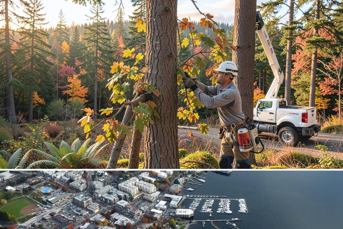 Large tree removal in Kirkland, King County, WA - In the Puget Sound climate, this service is best performed when foliage has dropped in late fall or winter to improve visibility...